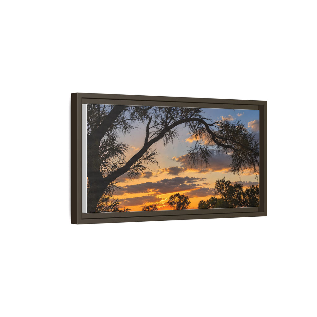 Sunset Silhouette Matte Canvas Print — Framed Landscape Wall Art