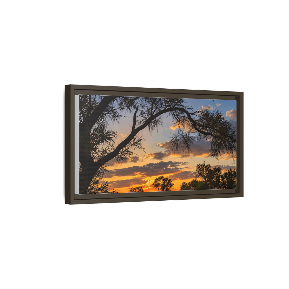 Sunset Silhouette Matte Canvas Print — Framed Landscape Wall Art