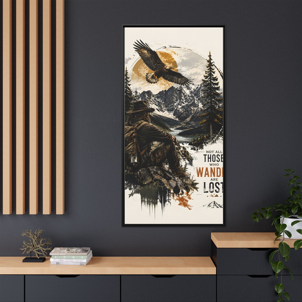 Wander Not Lost Eagle Mountain Canvas Print — Framed Matte Wall Art