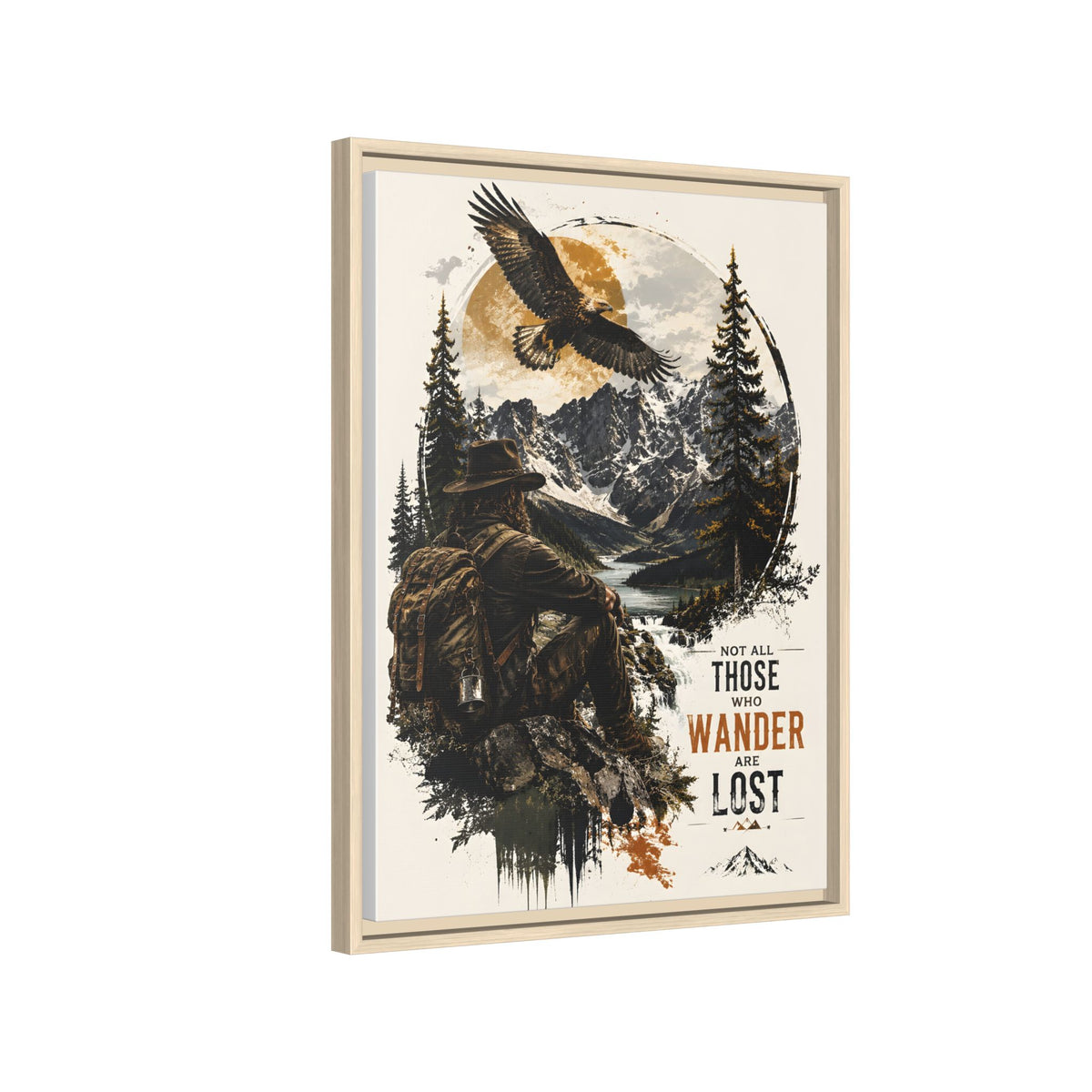 Wanderer Hiking Framed Canvas — "Not All Those Who Wander Are Lost" Wall Art