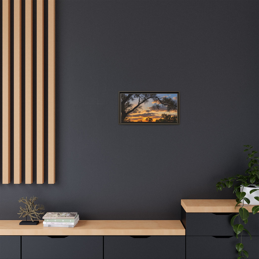 Sunset Silhouette Matte Canvas Print — Framed Landscape Wall Art