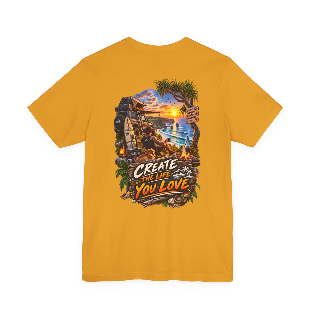 Create the Life You Love T‑Shirt — Beach Sunset Surf Graphic Tee