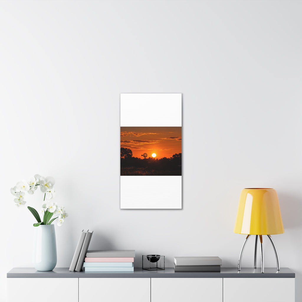 Sunset Windmill Canvas Print — Rural Farmhouse Wall Art