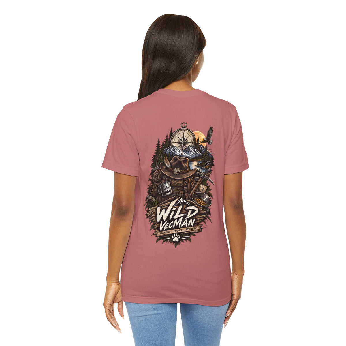 Wild Vegman Adventure T-Shirt — Outdoorsy Compass & Forest Graphic Tee