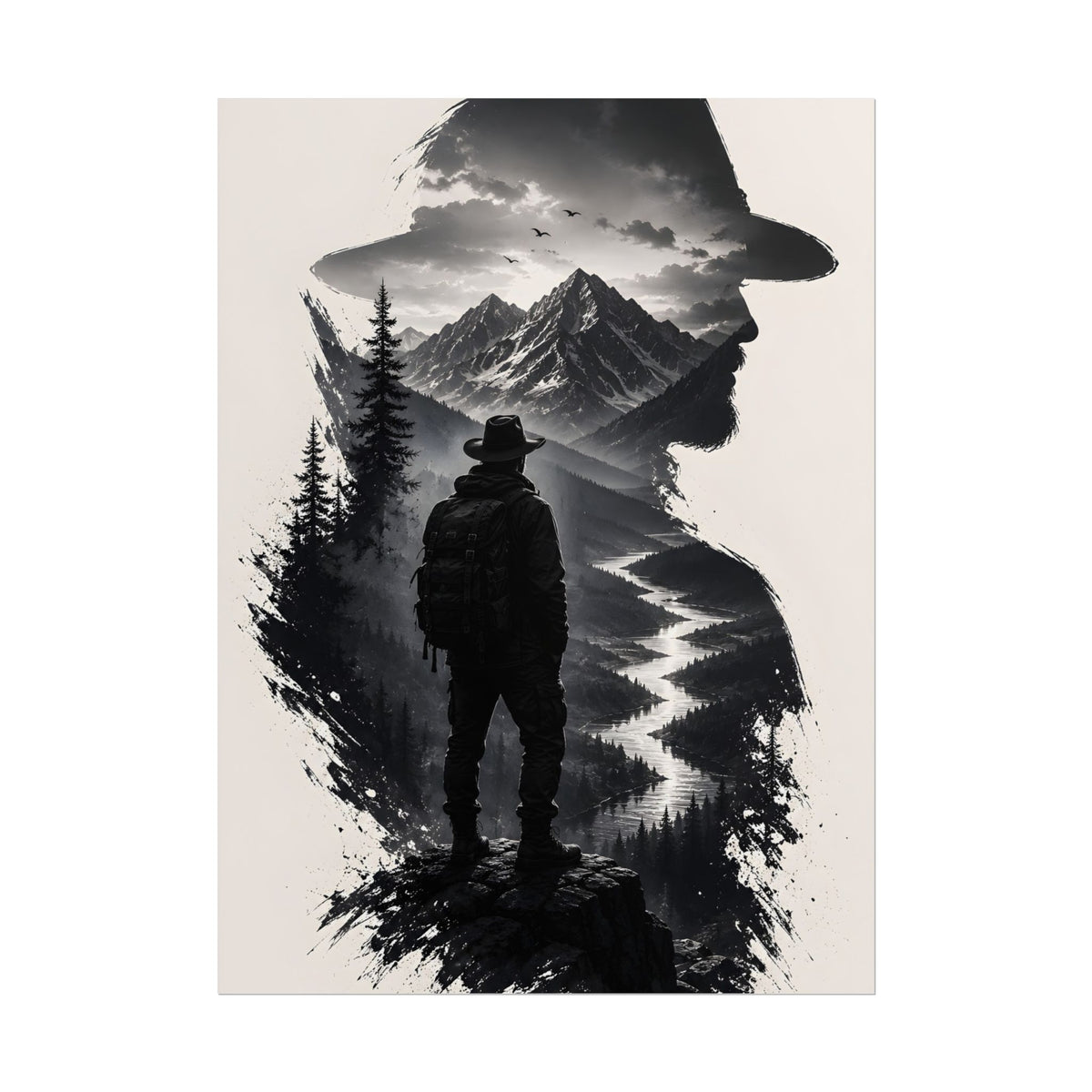 Affiche encadrée silhouette aventure