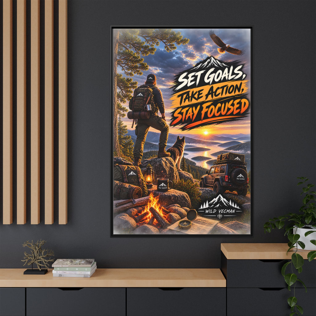 Motivational Adventure Canvas — “Set Goals, Take Action, Stay Focused”