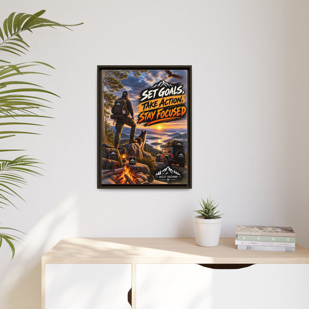 Motivational Adventure Canvas — “Set Goals, Take Action, Stay Focused”