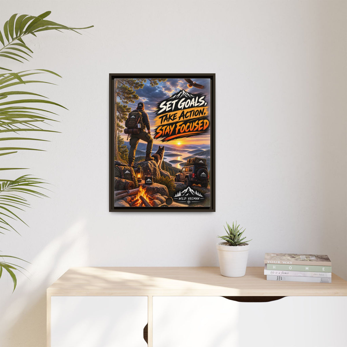 Motivational Adventure Canvas — “Set Goals, Take Action, Stay Focused”