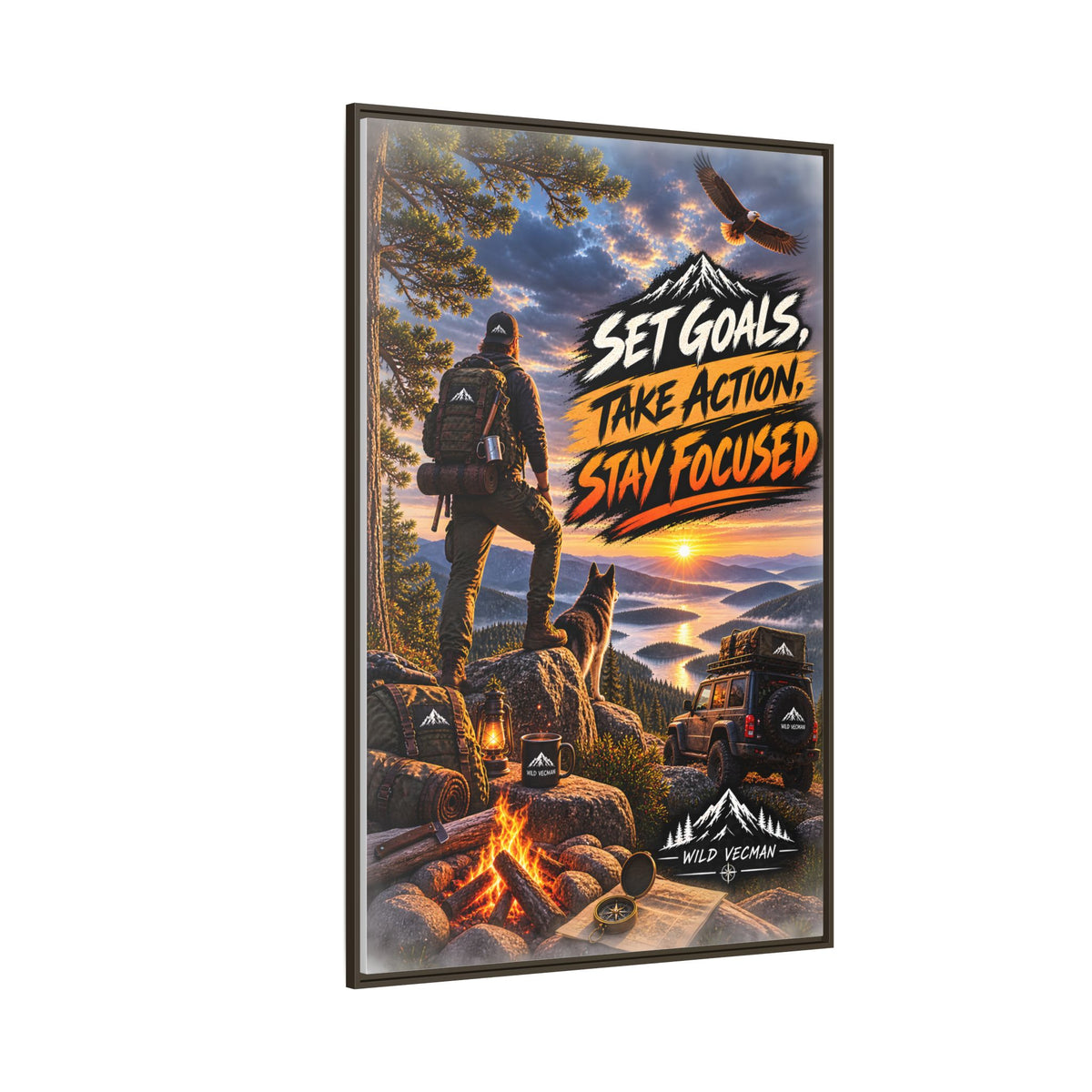 Motivational Adventure Canvas — “Set Goals, Take Action, Stay Focused”