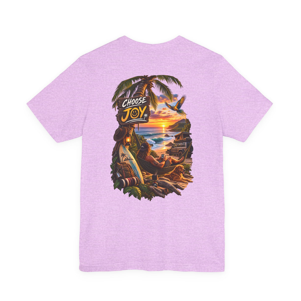 T-Shirt — 'Choose Joy' Tropical Sunset Beach Graphic Tee