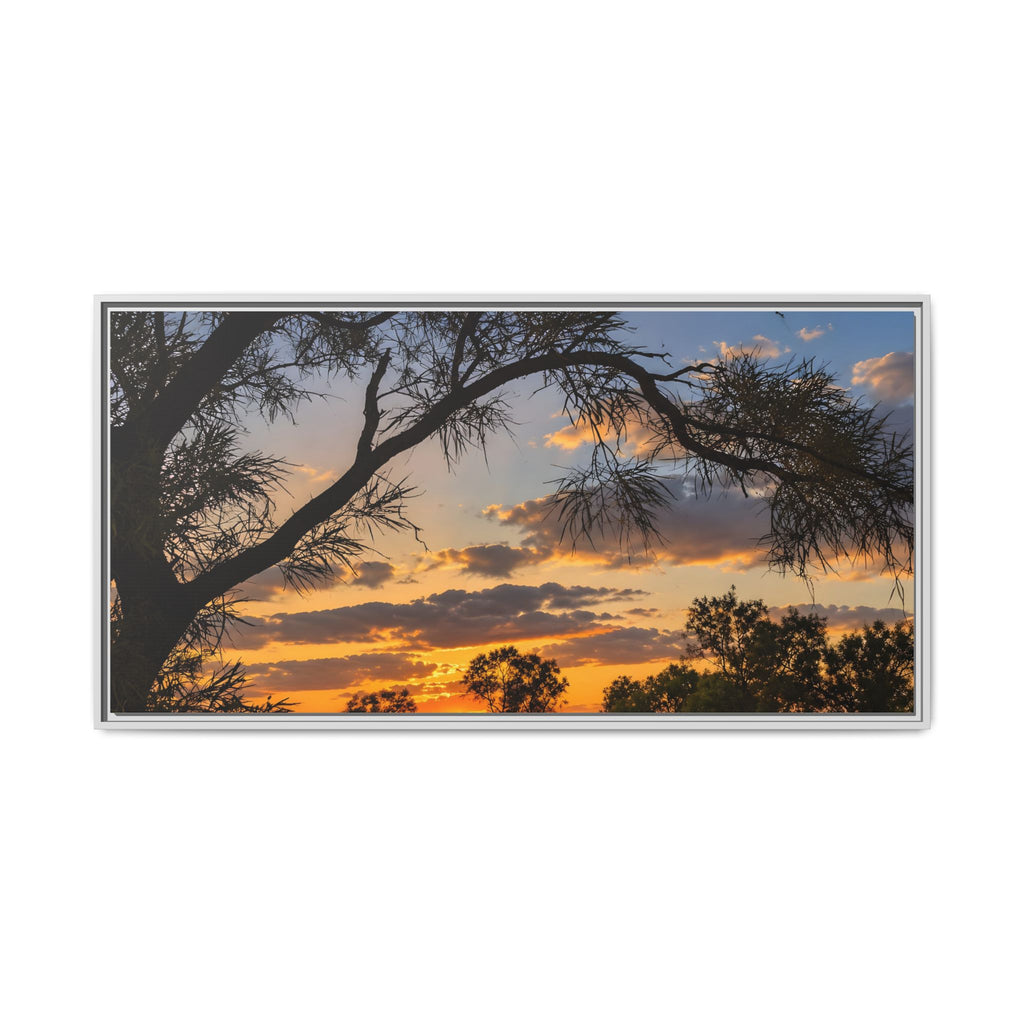 Sunset Silhouette Matte Canvas Print — Framed Landscape Wall Art