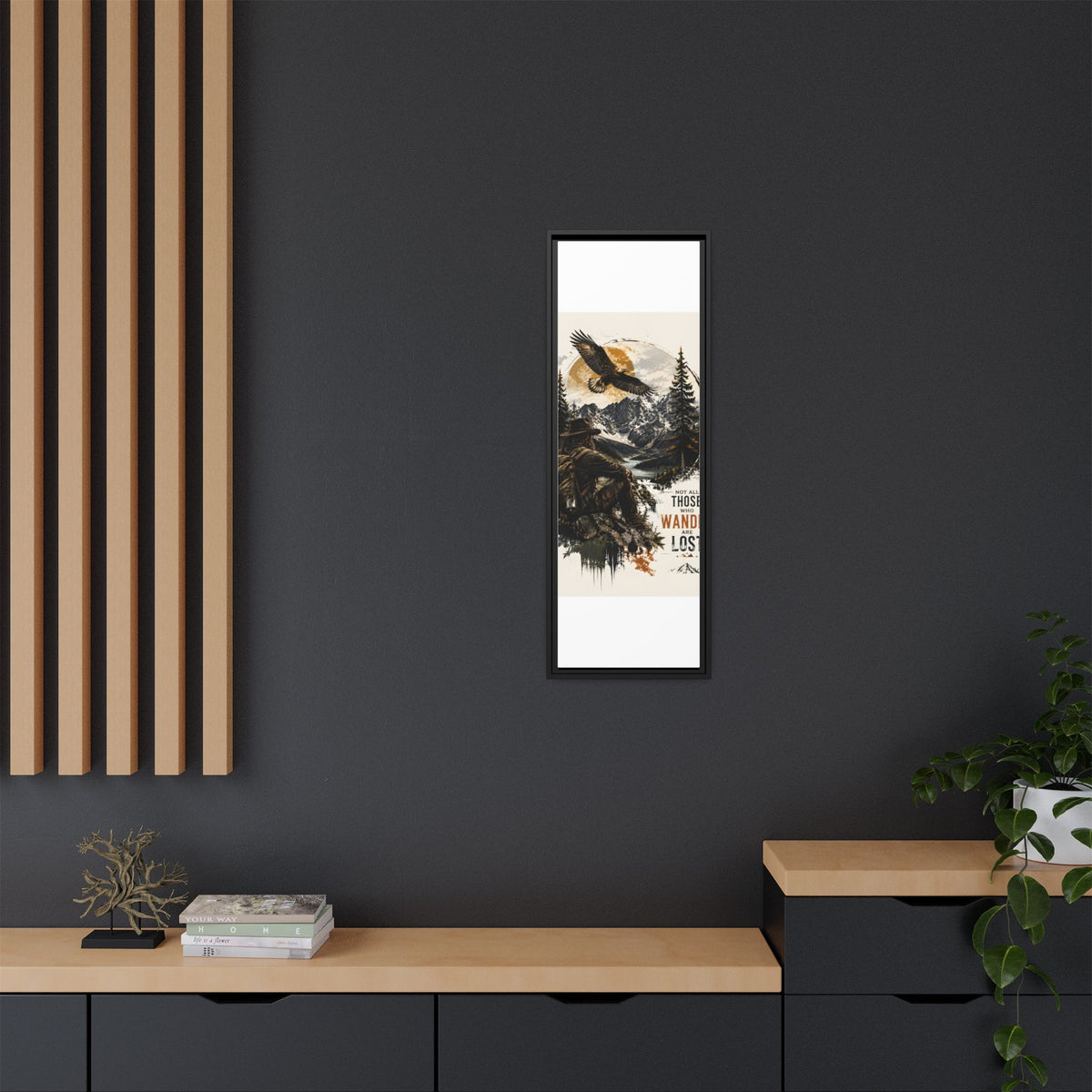 Wander Not Lost Eagle Mountain Canvas Print — Framed Matte Wall Art