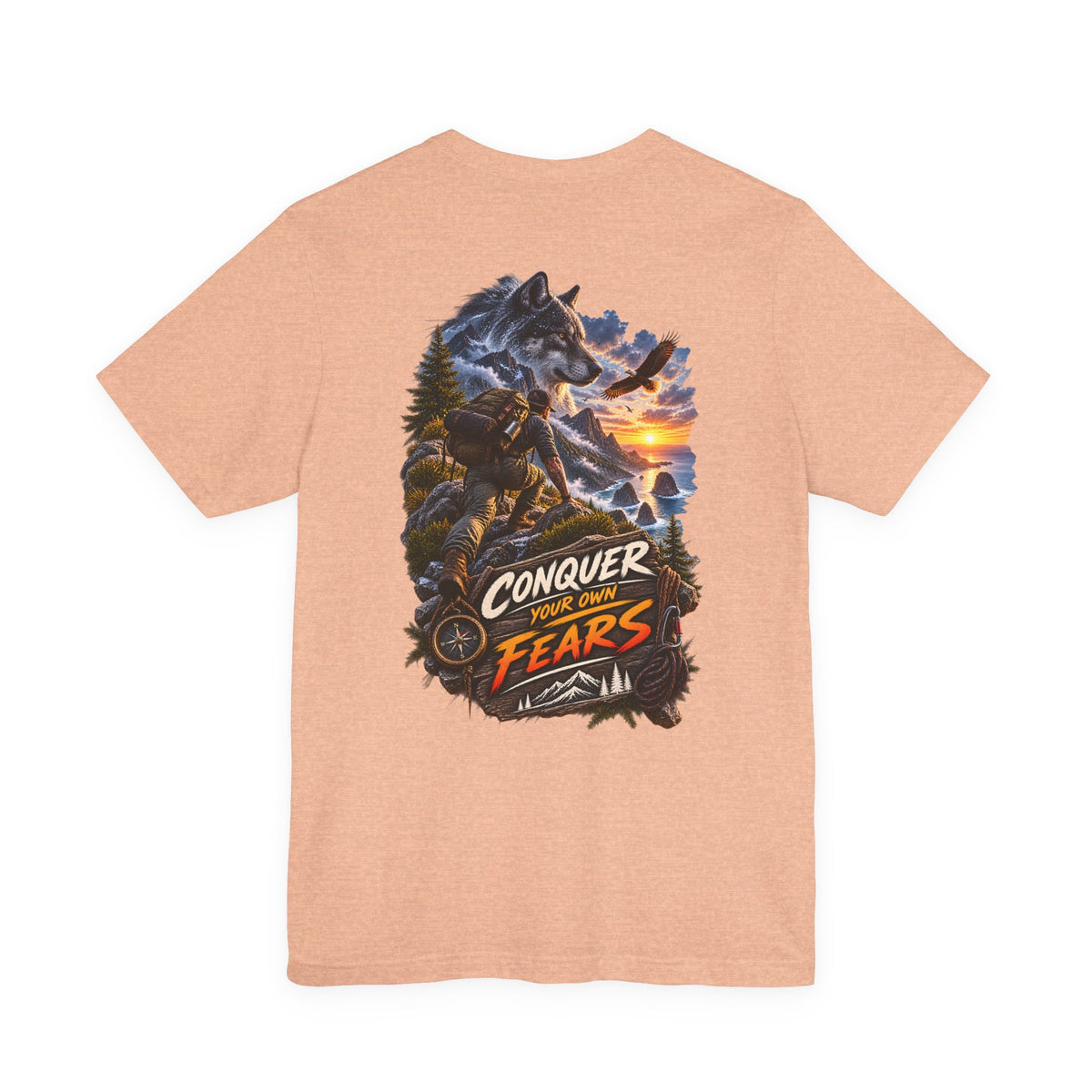 Conquer Your Fears Wolf Graphic Tee — Adventure Motivational T-Shirt