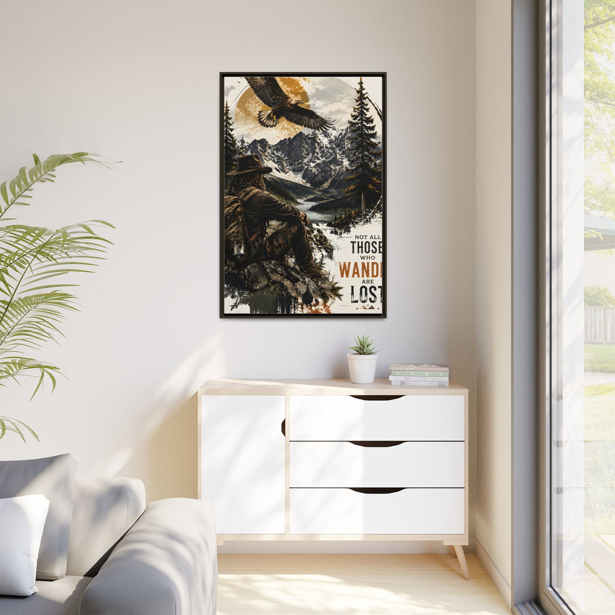 Wander Not Lost Eagle Mountain Canvas Print — Framed Matte Wall Art