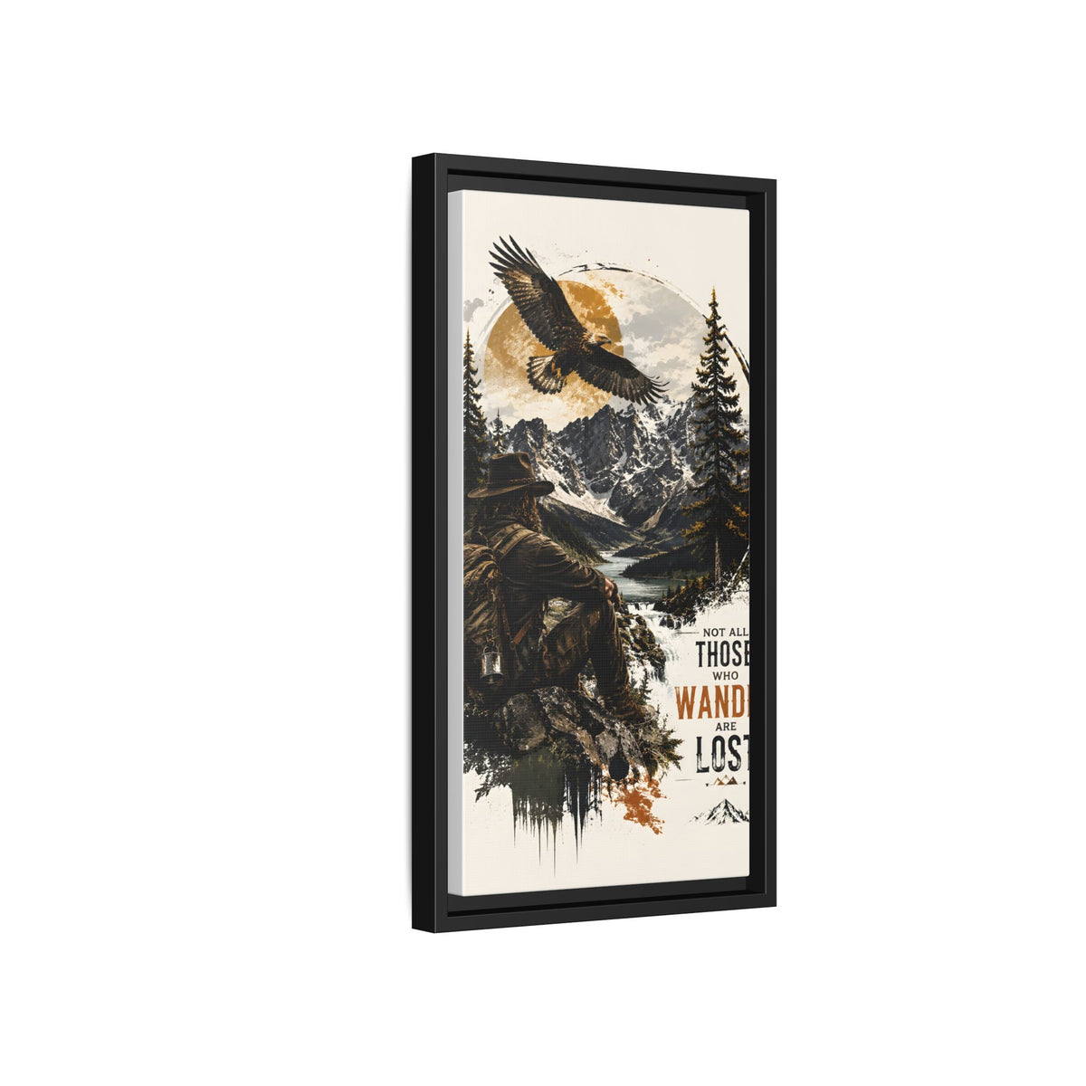 Wander Not Lost Eagle Mountain Canvas Print — Framed Matte Wall Art