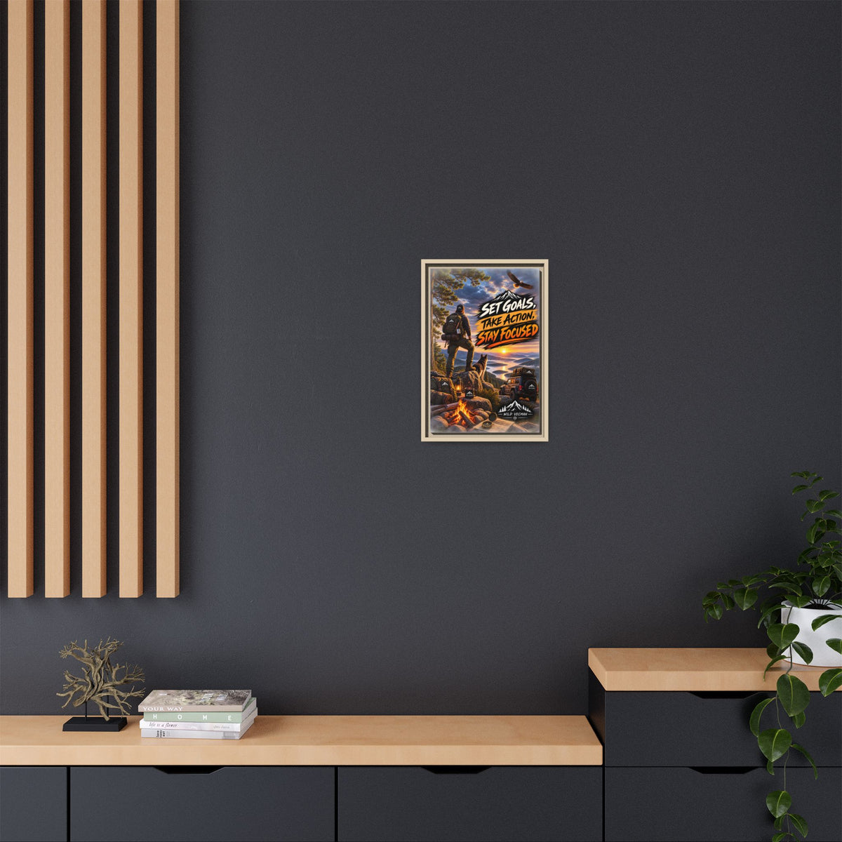 Motivational Adventure Canvas — “Set Goals, Take Action, Stay Focused”