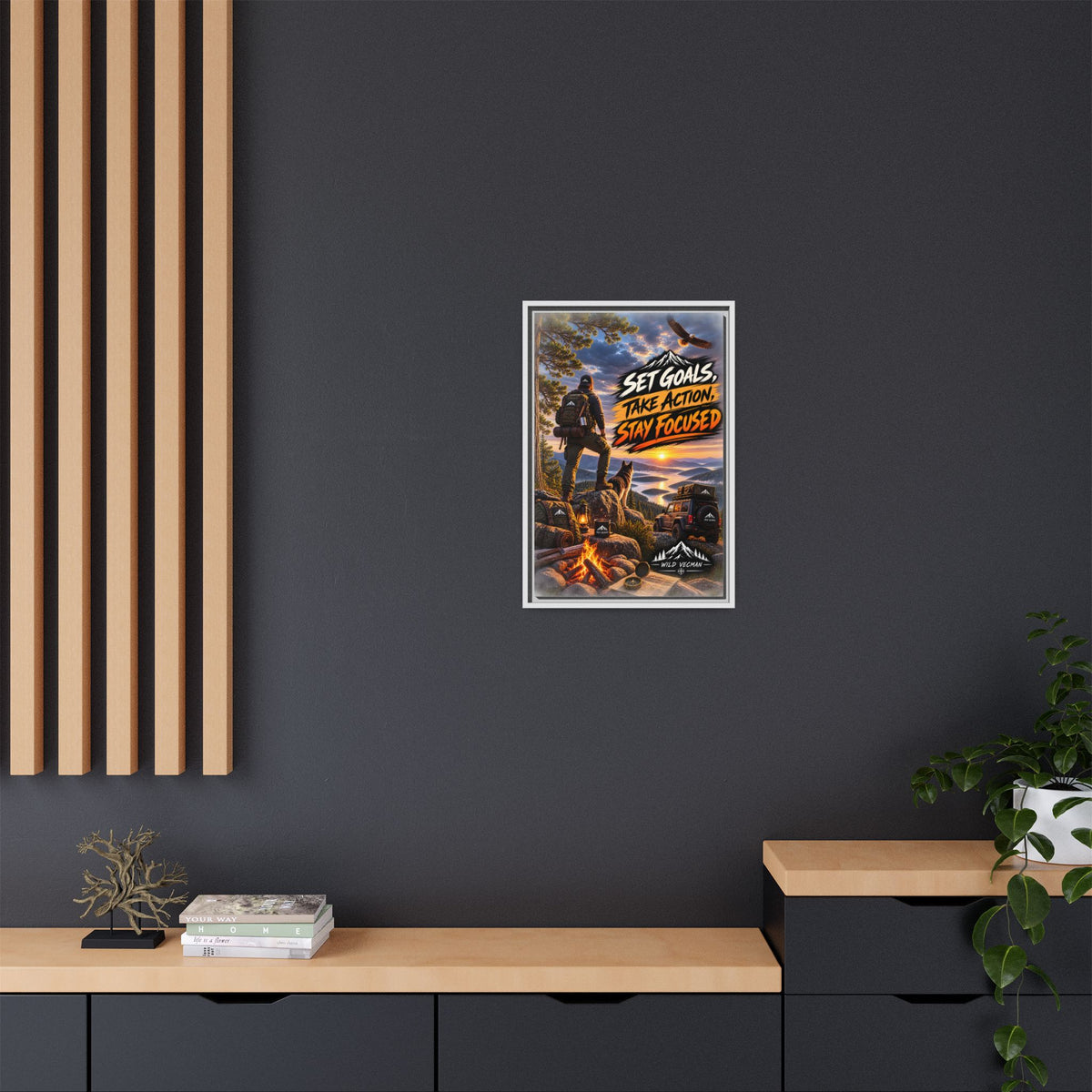Motivational Adventure Canvas — “Set Goals, Take Action, Stay Focused”