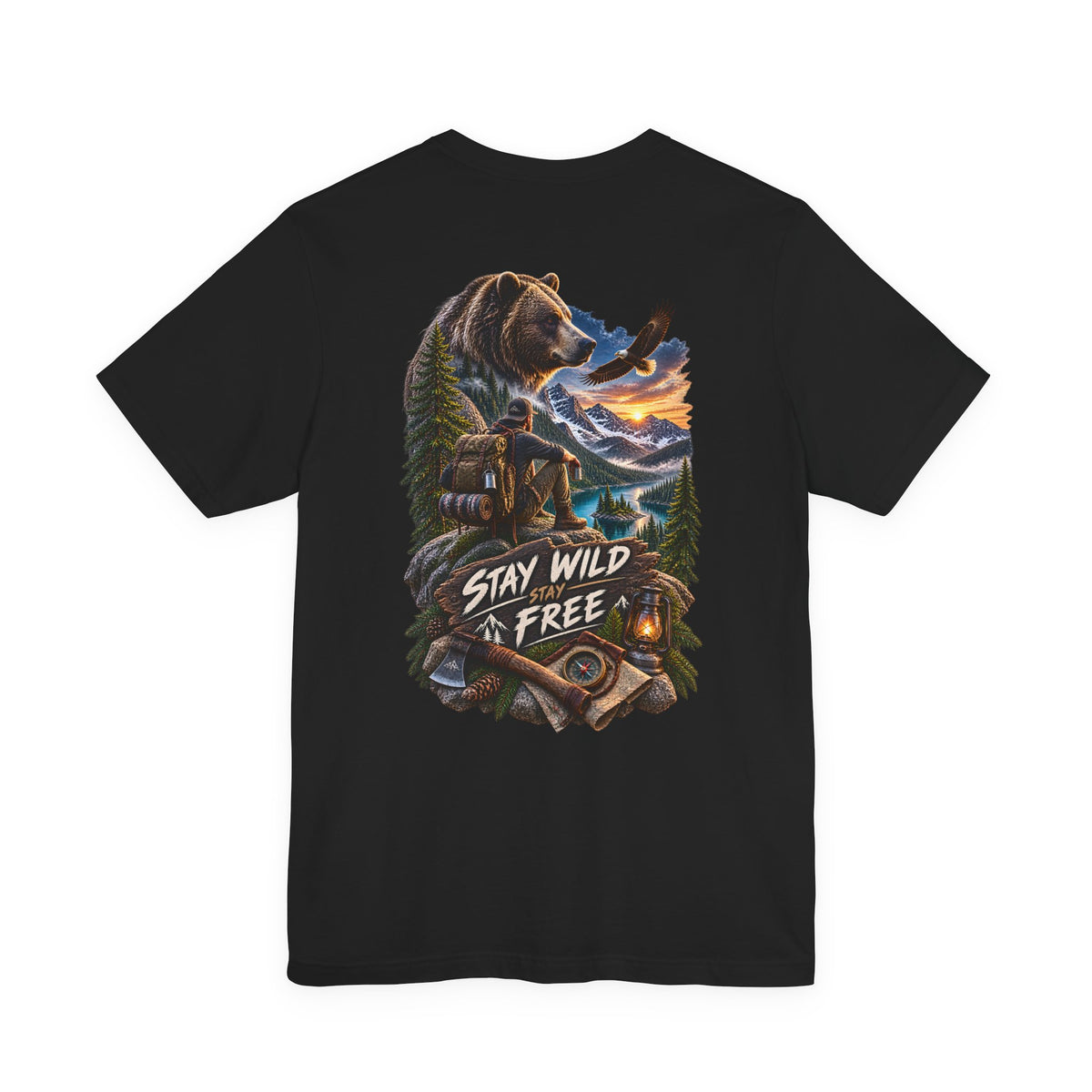 Stay Wild Free Bear T‑Shirt — Outdoor Adventure Graphic Tee