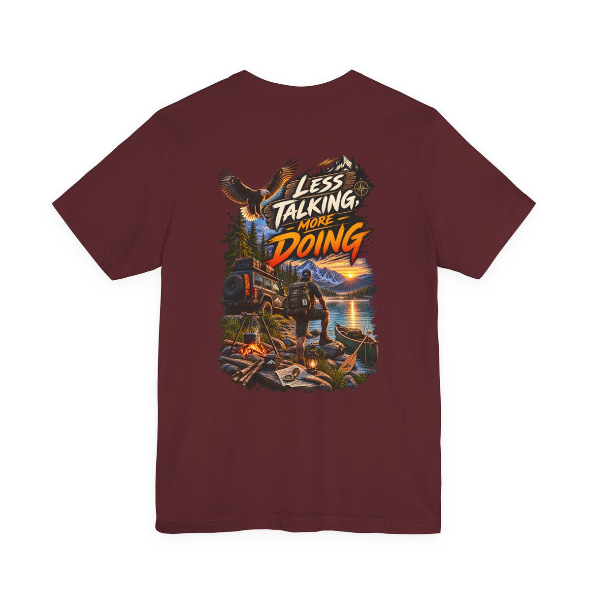 Less Talking More Doing T-Shirt — Outdoor Camping Adventure Graphic Tee