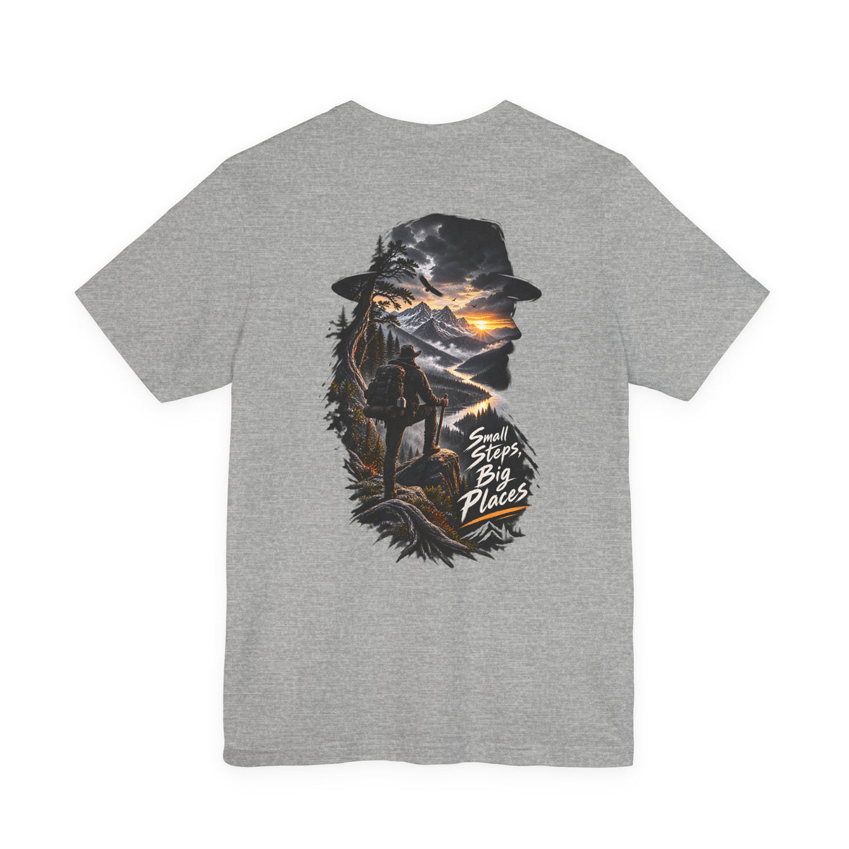 Adventure Hiker Tee — 'Small Steps, Big Places' Mountain Silhouette