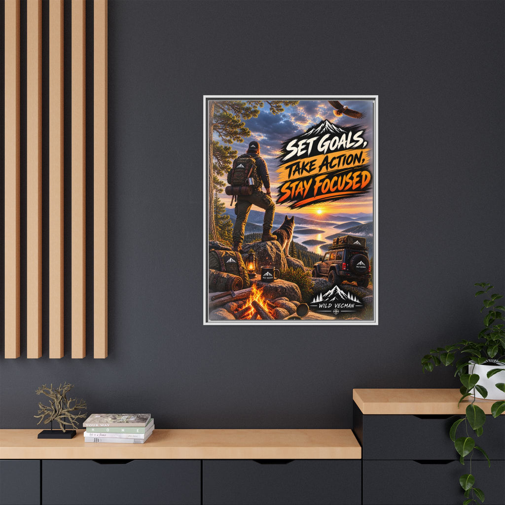 Motivational Adventure Canvas — “Set Goals, Take Action, Stay Focused”