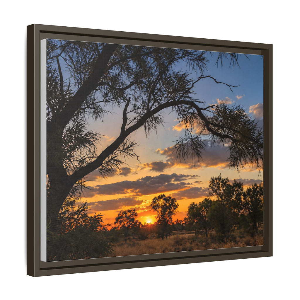 Sunset Silhouette Matte Canvas Print — Framed Landscape Wall Art