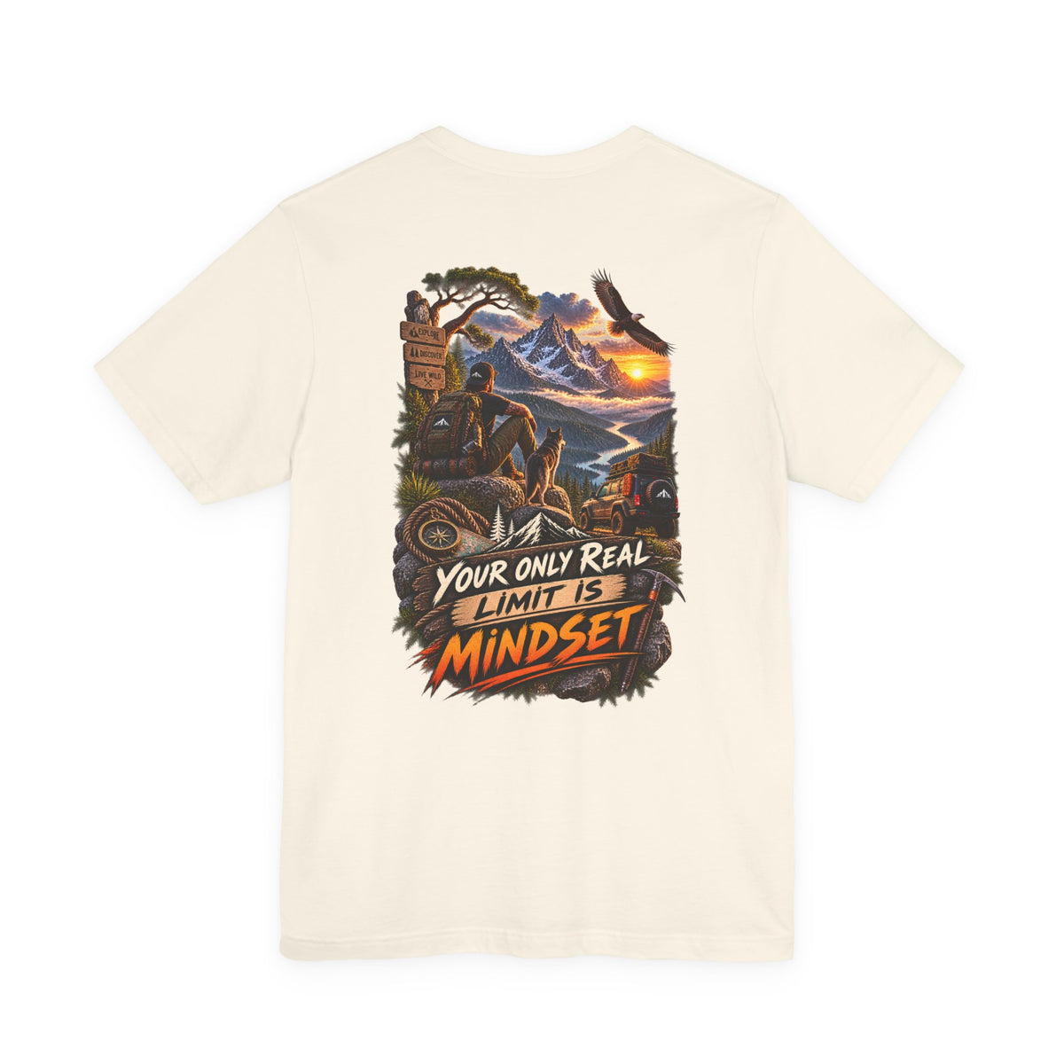 Mindset Adventure Graphic Tee — "Your Only Real Limit Is Mindset" Motivational Mountain T‑Shirt