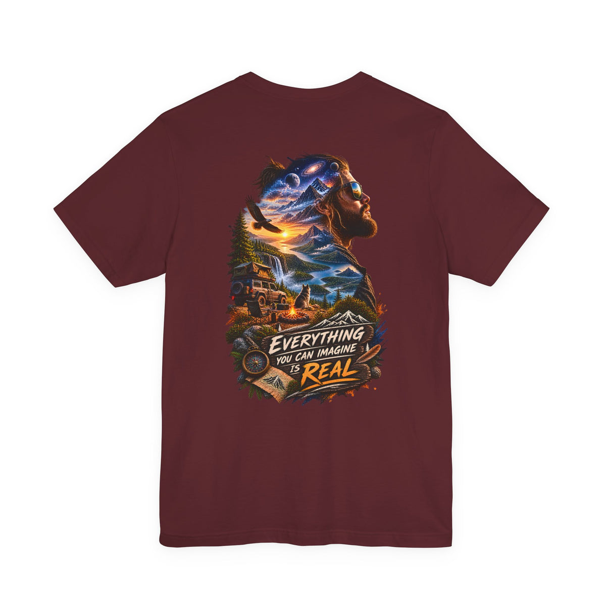 Everything You Can Imagine Is Real Graphic Tee — Surreal Nature & Adventure Back Print