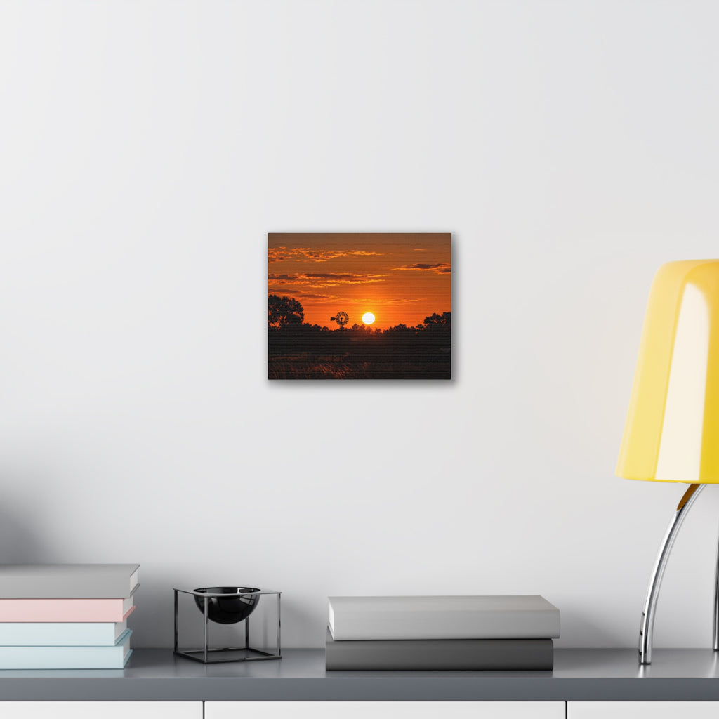 Sunset Windmill Canvas Print — Rural Farmhouse Wall Art