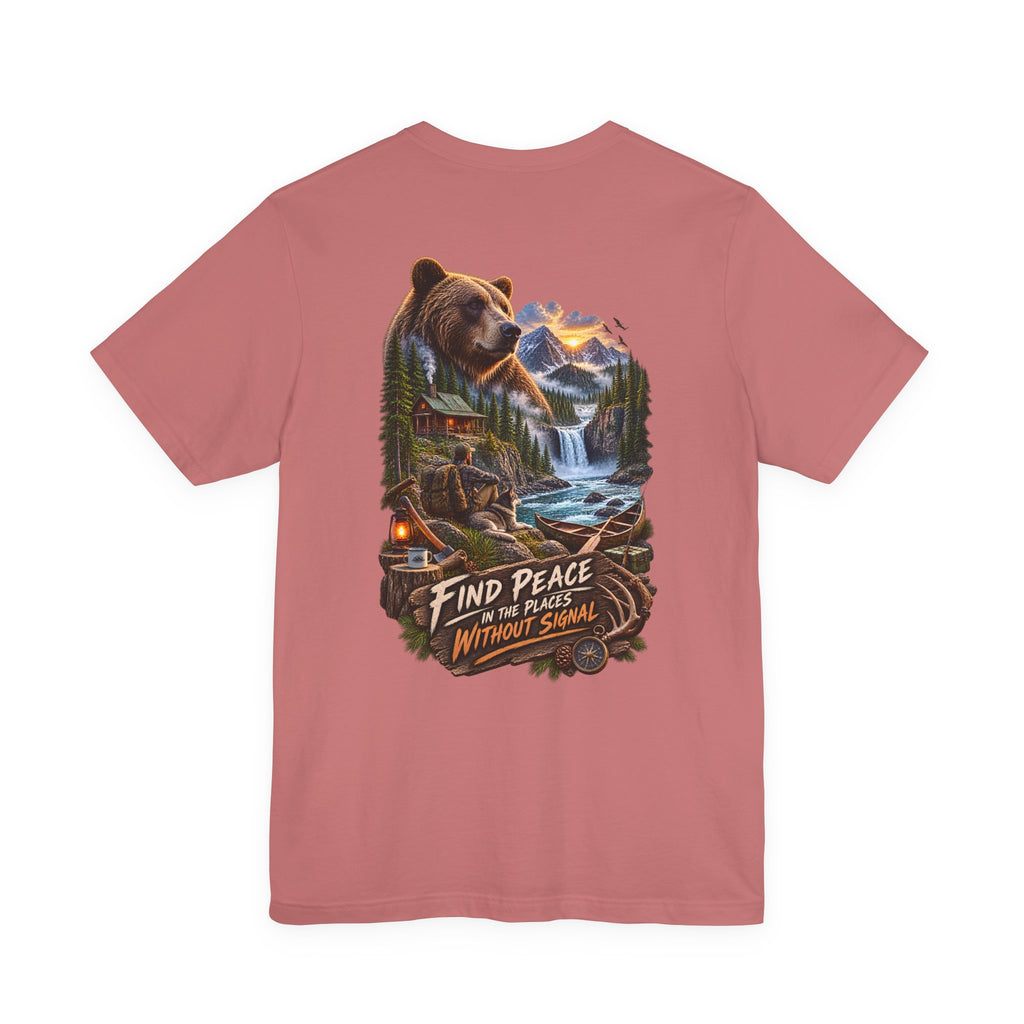 T-shirt Bear Mountain Scenic — « Trouvez la paix là où il n'y a pas de réseau »