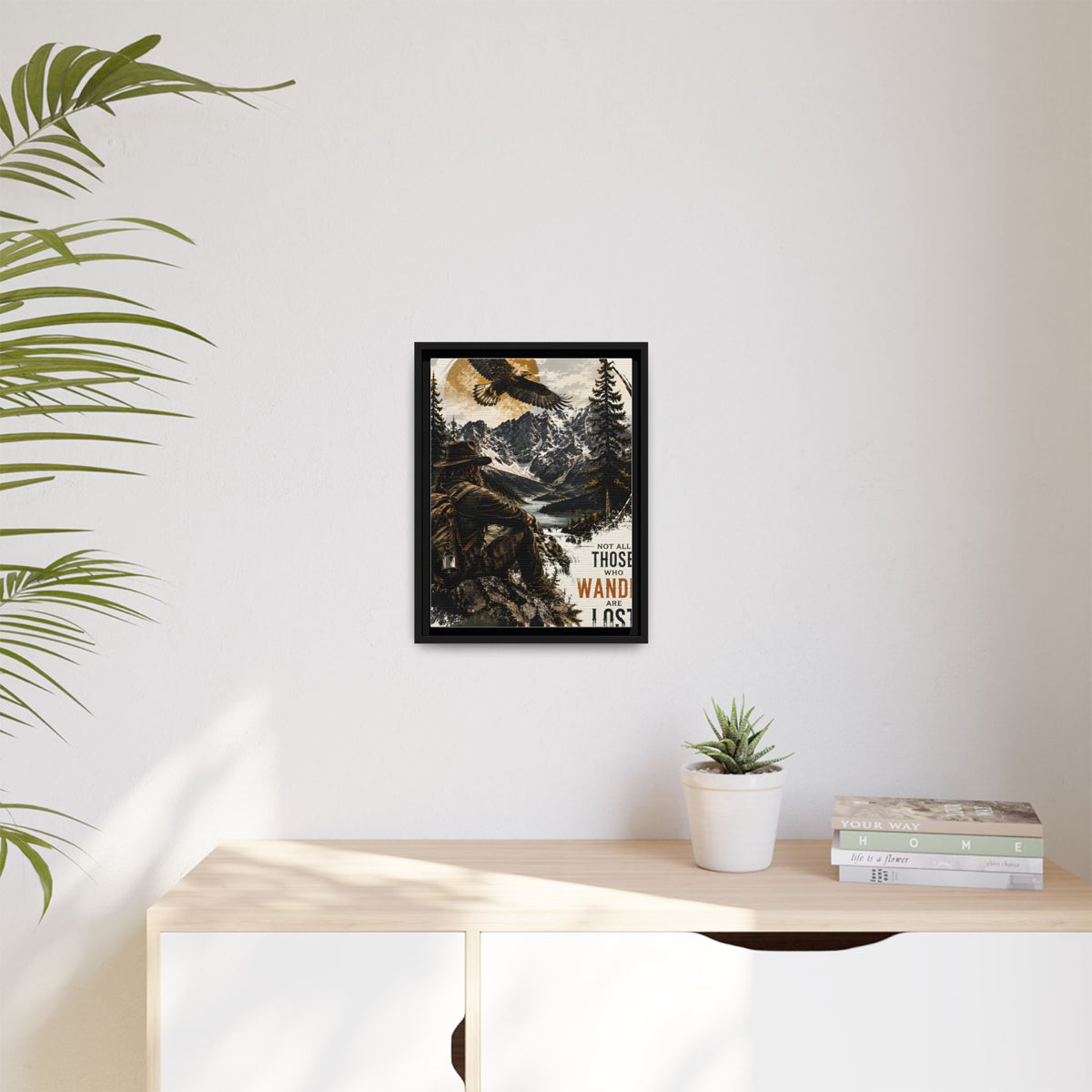 Wander Not Lost Eagle Mountain Canvas Print — Framed Matte Wall Art