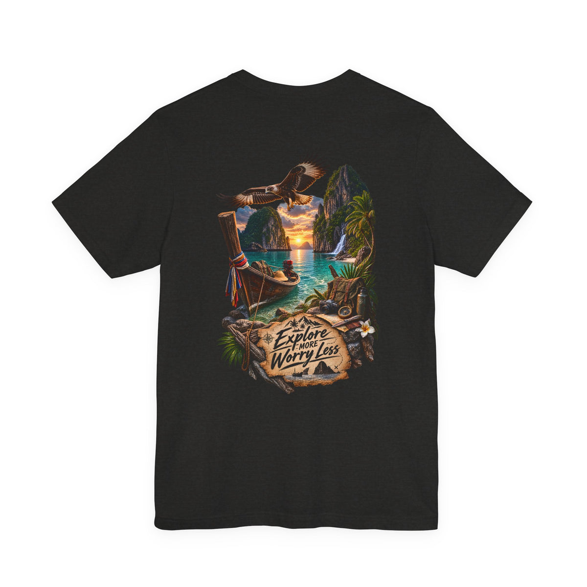 Explore More Scenic Tee — "Explore Worry Less" Travel Graphic T-Shirt