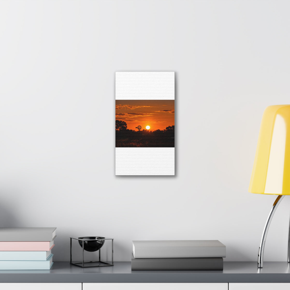 Sunset Windmill Canvas Print — Rural Farmhouse Wall Art