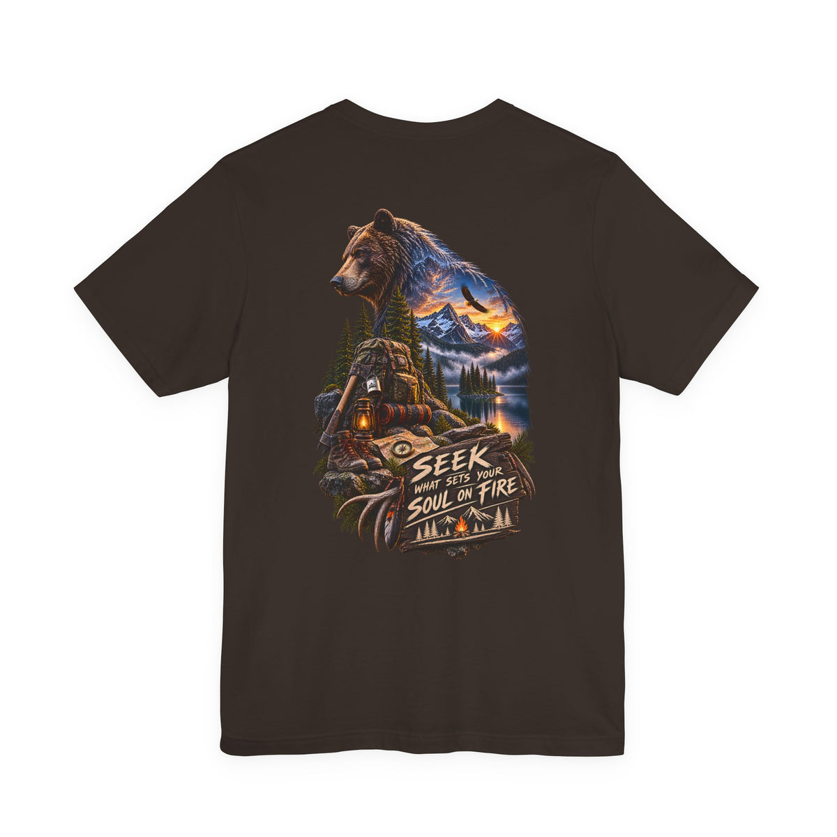 Bear Wilderness Tee — "Seek with the Soul on Fire" Outdoor Adventure T-Shirt