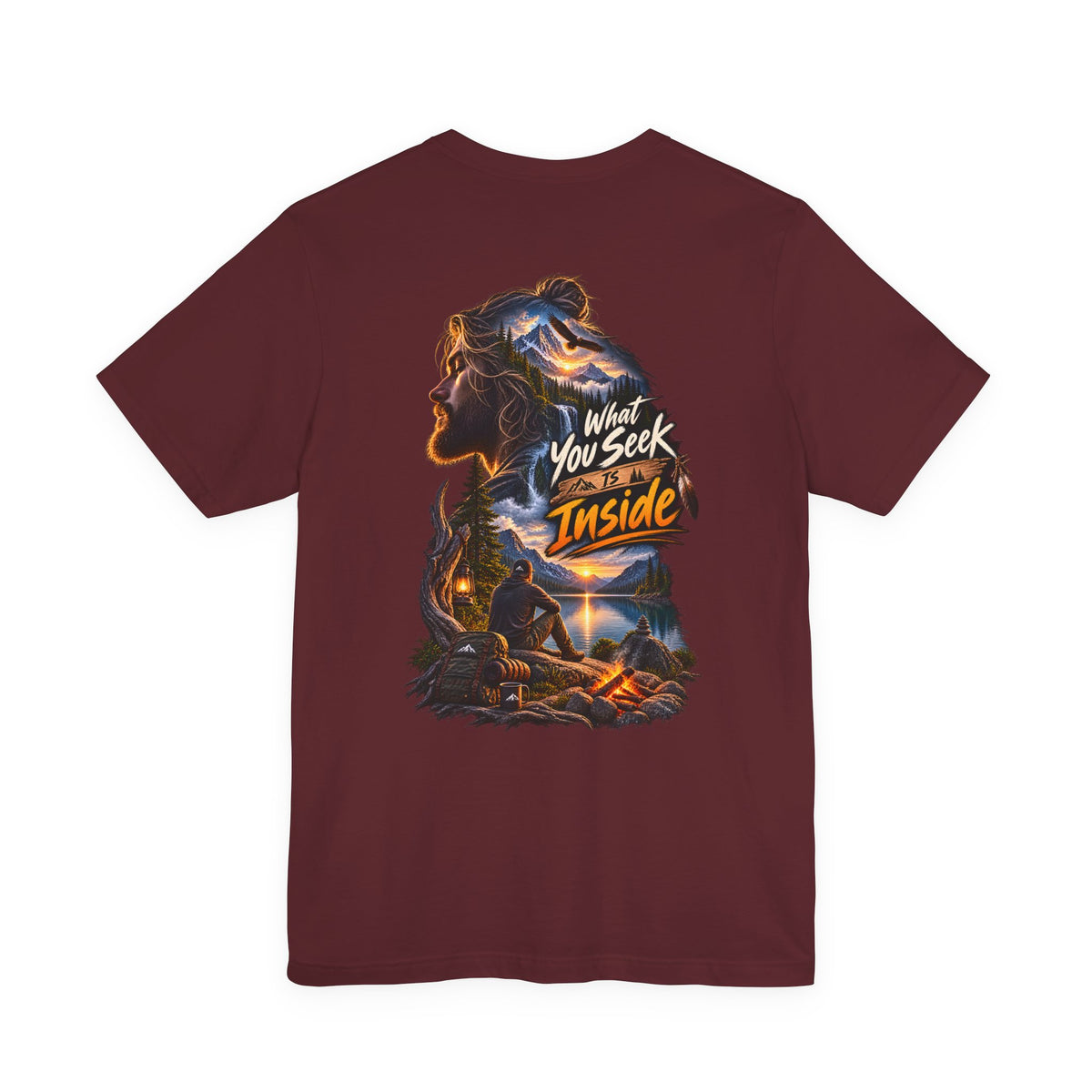 Adventure Graphic Tee — "What You Seek Is Inside" Campfire Design