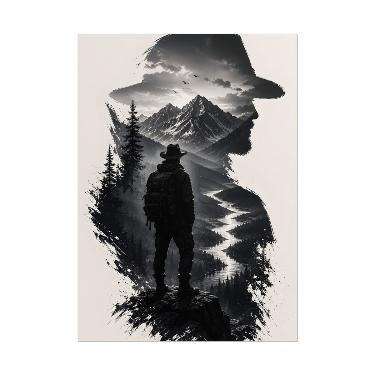 Affiche encadrée silhouette aventure