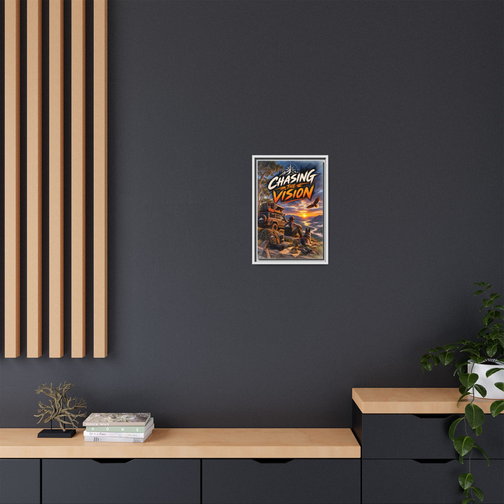 Chasing the Vision Matte Canvas Print (Framed) — Adventure Landscape Wall Art