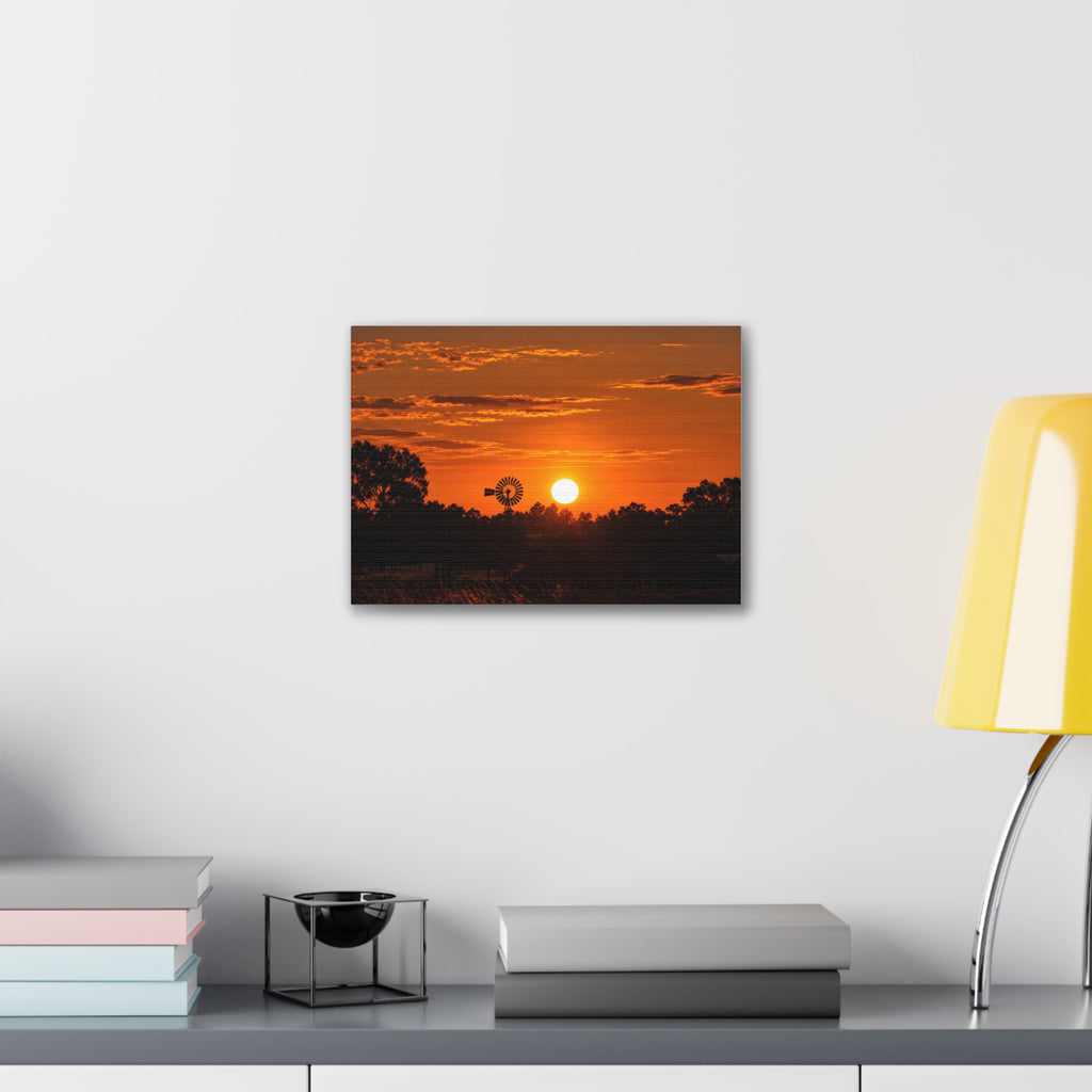 Sunset Windmill Canvas Print — Rural Farmhouse Wall Art