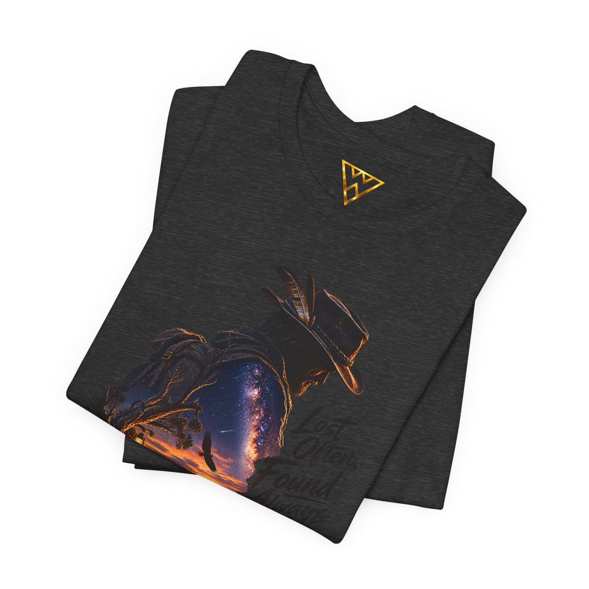 T‑Shirt — Western Sunset Cowboy 'Lost Often, Found Always' Graphic Tee