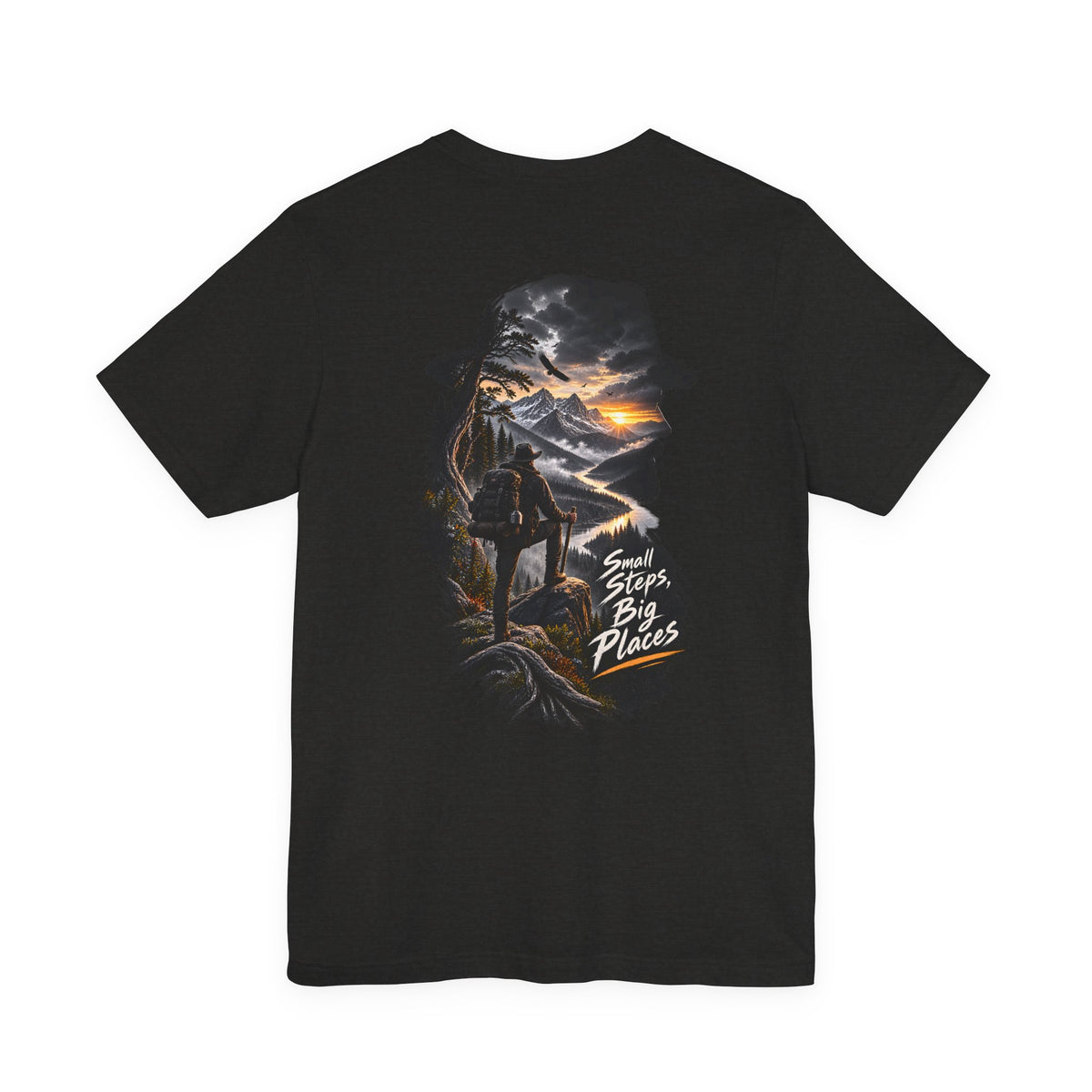 Adventure Hiker Tee — 'Small Steps, Big Places' Mountain Silhouette
