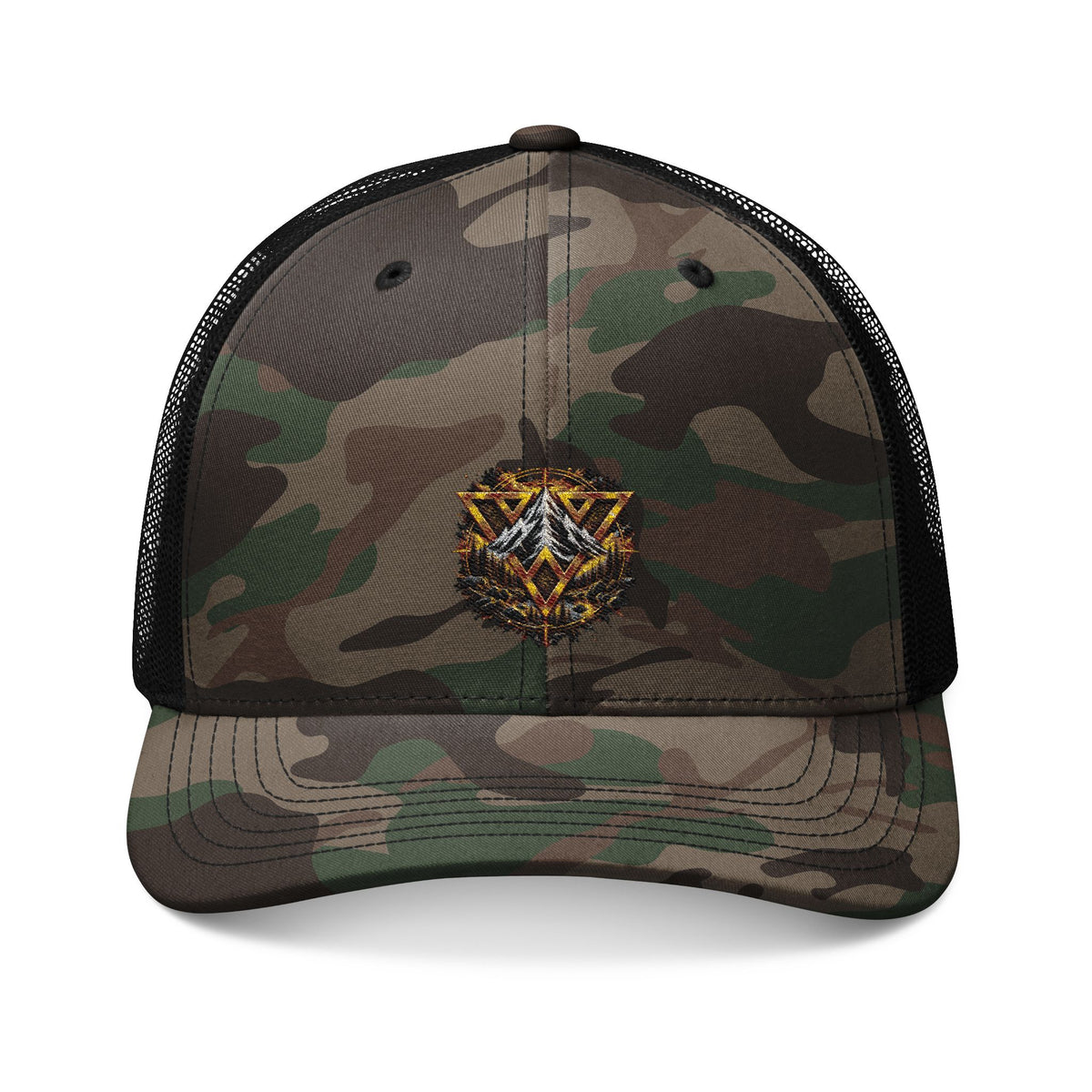 Camo Trucker Hat — Embroidered Outdoor WiLD VecMan Cap
