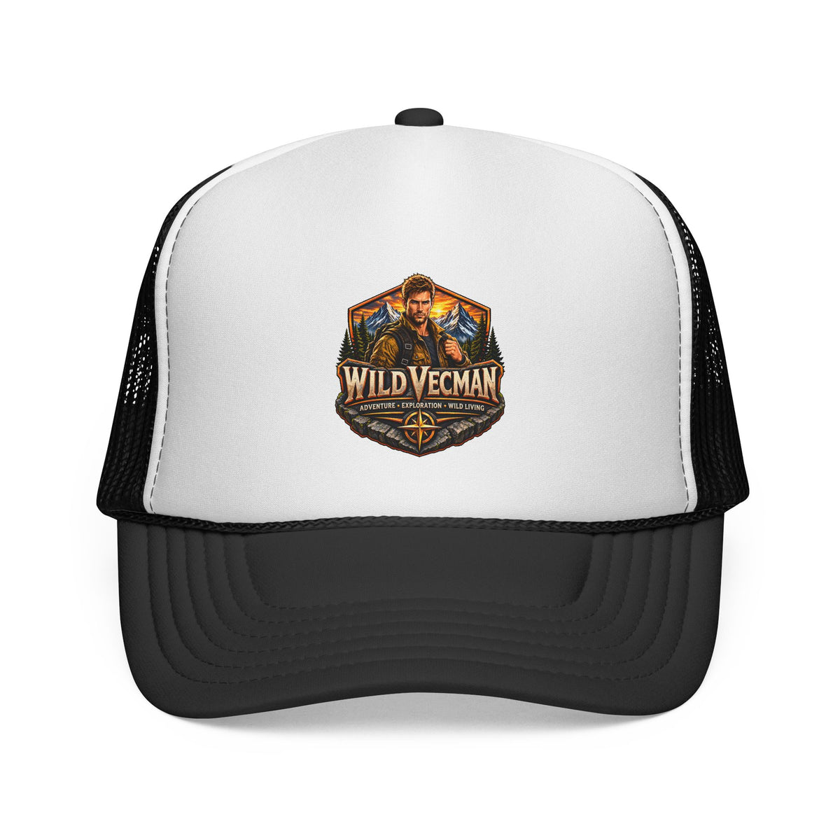Wild Vecman Trucker Cap — Retro Outdoor Adventure Mesh Hat