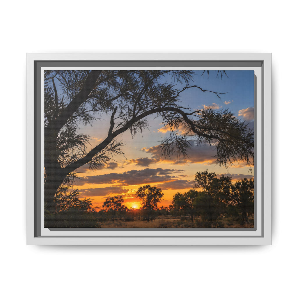 Sunset Silhouette Matte Canvas Print — Framed Landscape Wall Art