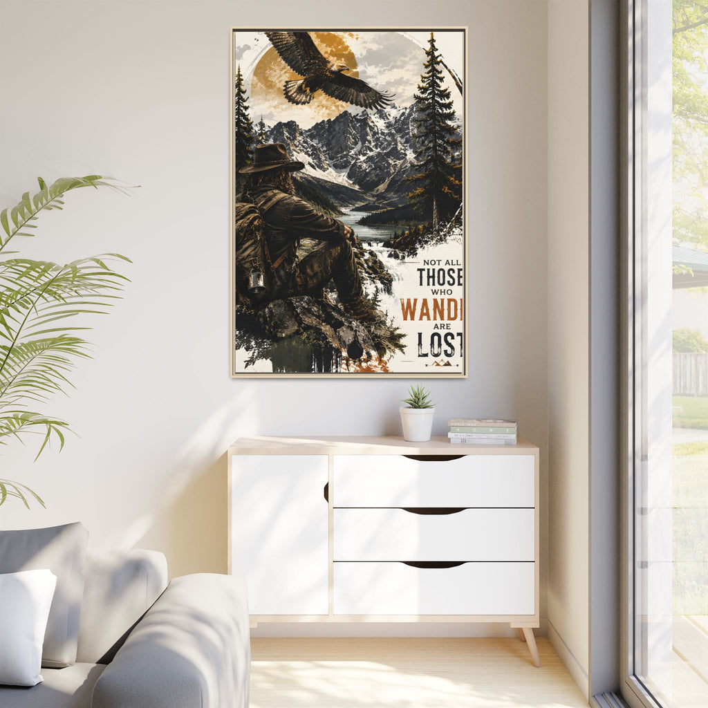 Wander Not Lost Eagle Mountain Canvas Print — Framed Matte Wall Art