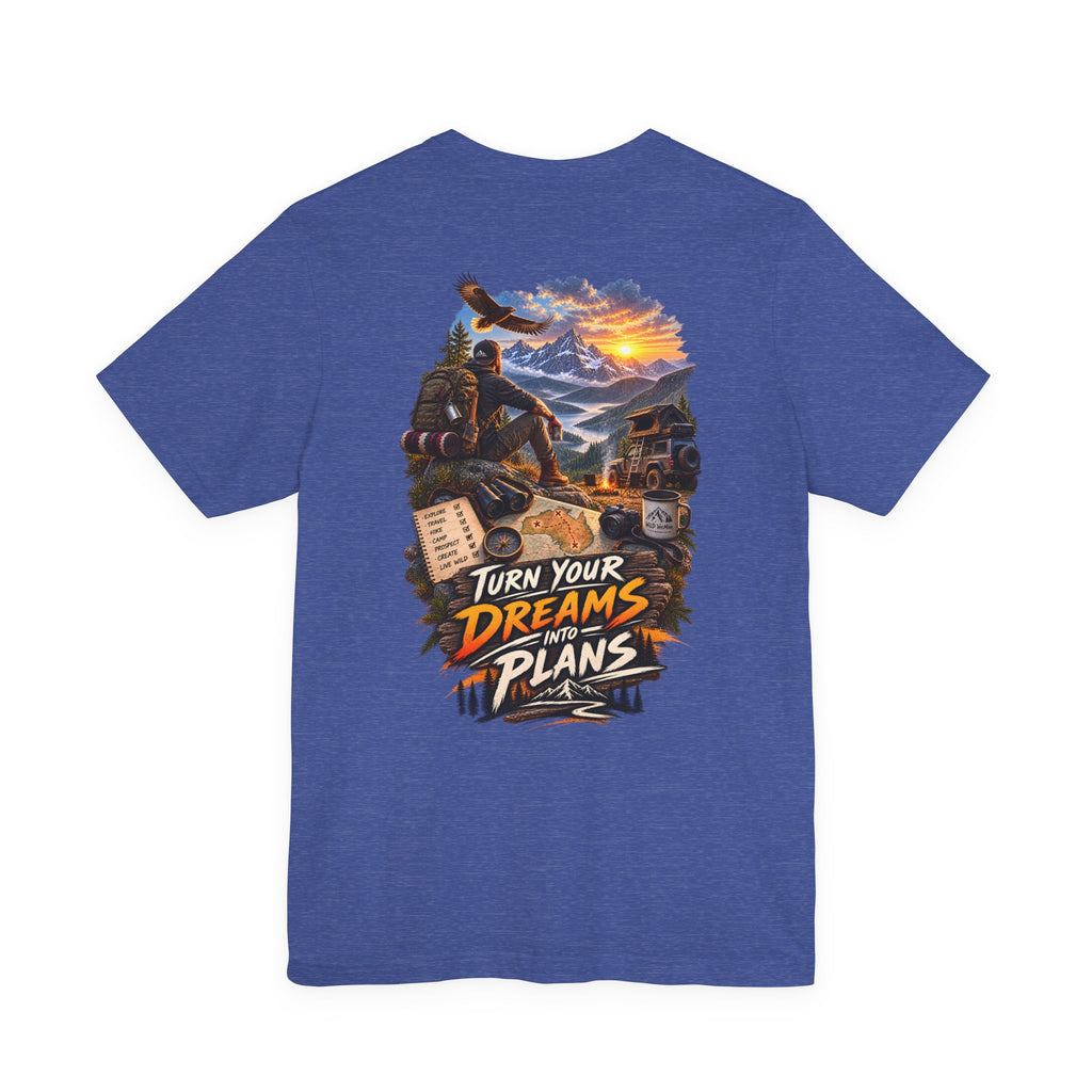 T-shirt d'aventure motivationnel — T-shirt graphique « Transformez vos rêves en projets »