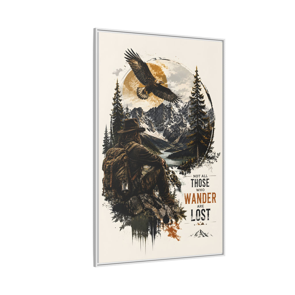 Toile encadrée « Wanderer Hiking » — Décoration murale « Not All Those Who Wander Are Lost »