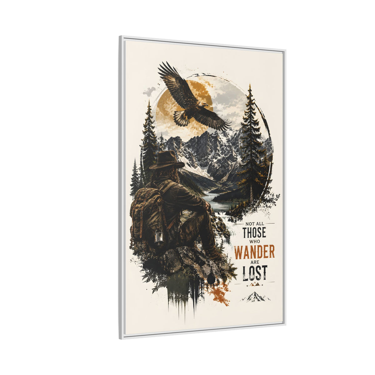 Wanderer Hiking Framed Canvas — "Not All Those Who Wander Are Lost" Wall Art