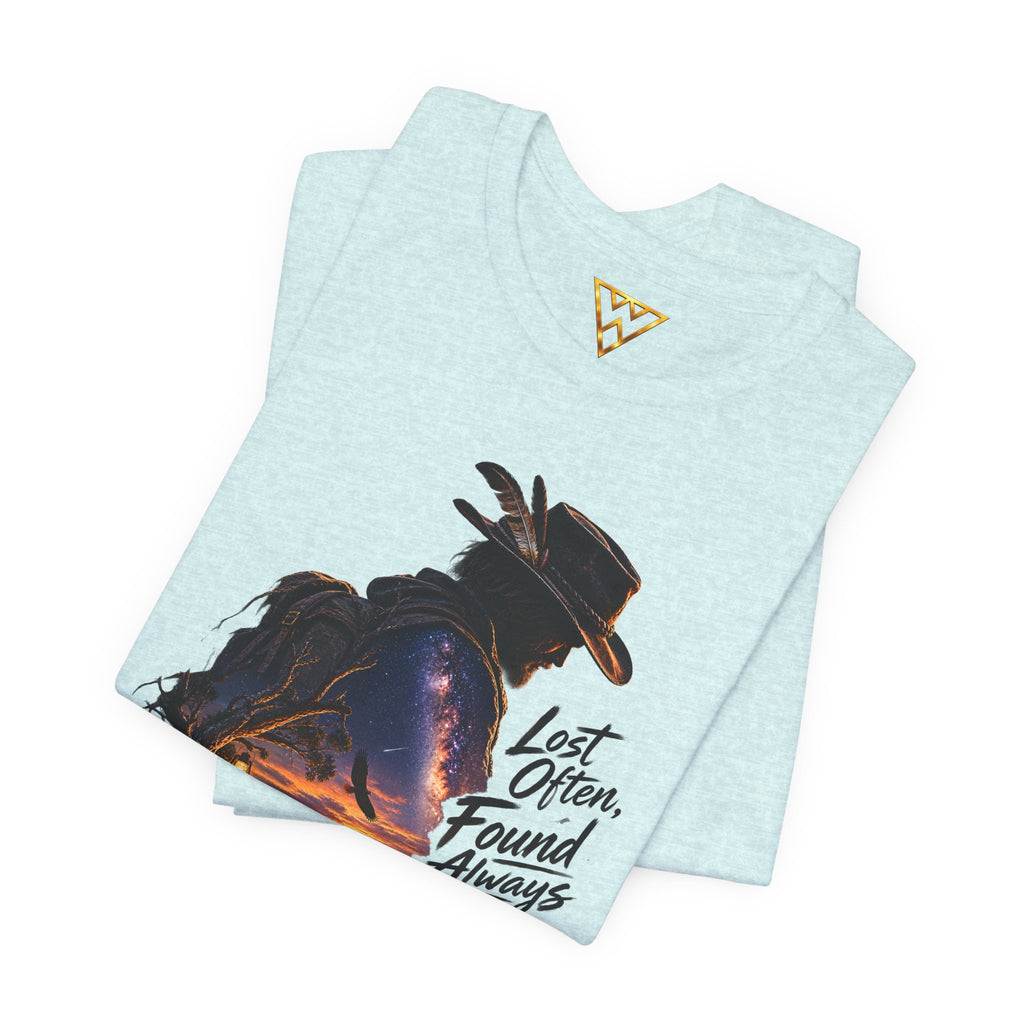 T‑Shirt — Western Sunset Cowboy 'Lost Often, Found Always' Graphic Tee