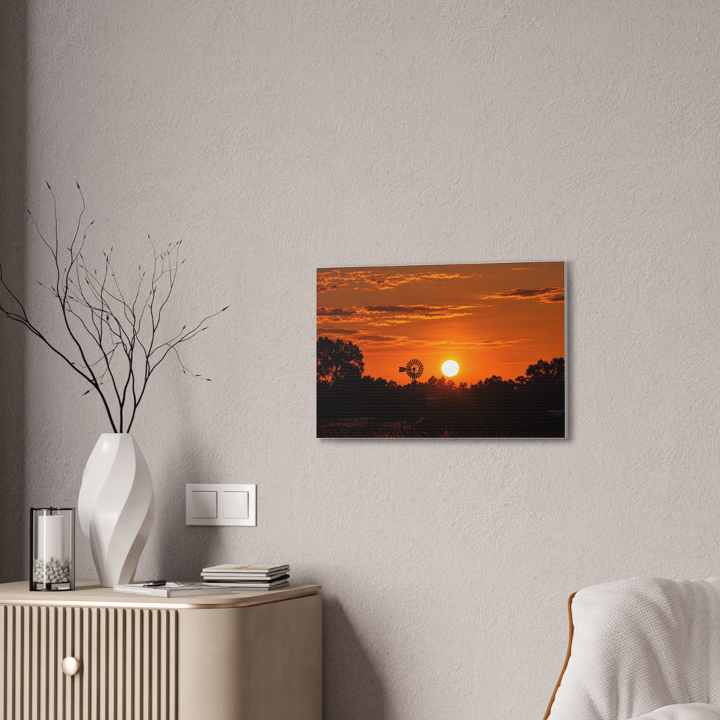 Sunset Windmill Canvas Print — Rural Farmhouse Wall Art