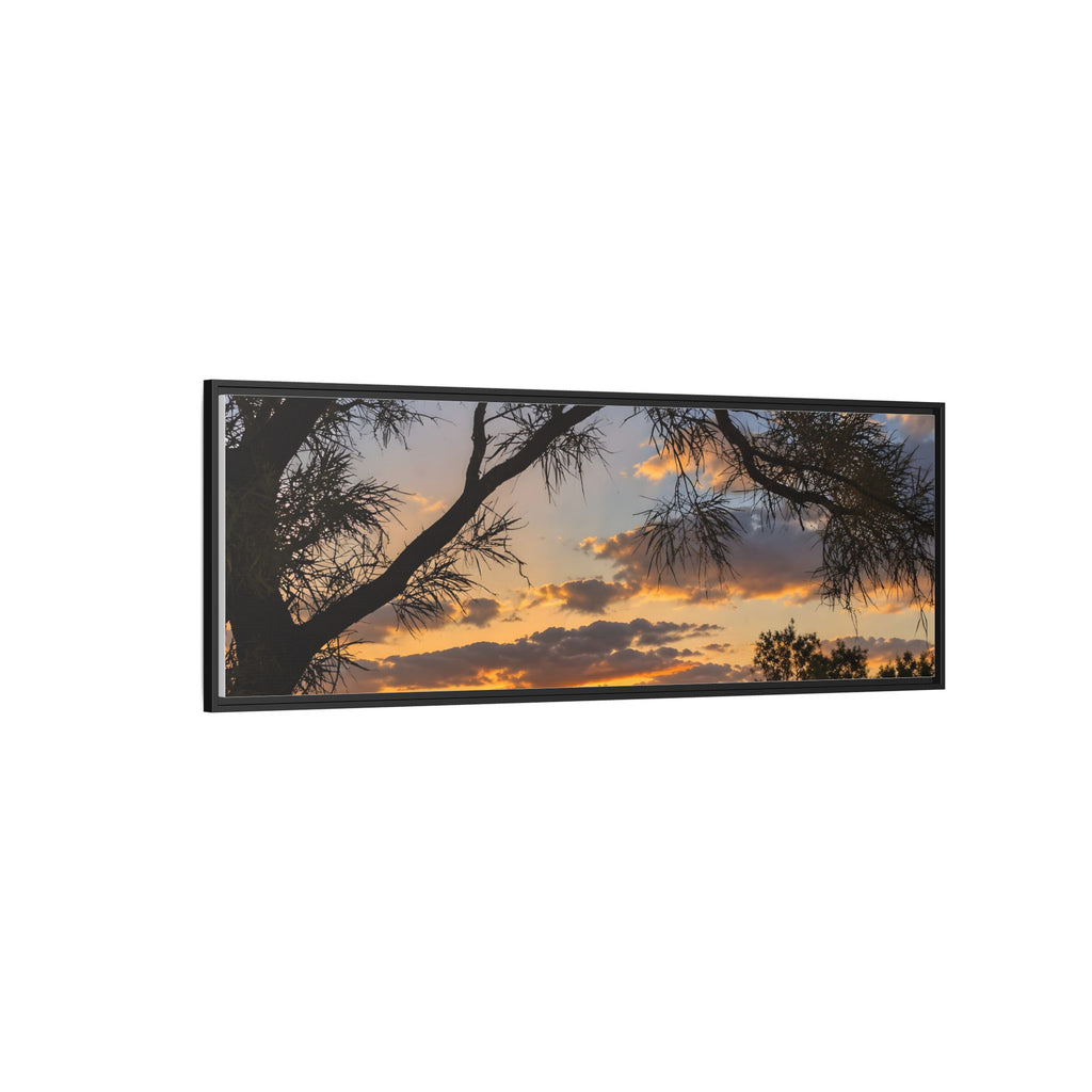 Sunset Silhouette Matte Canvas Print — Framed Landscape Wall Art